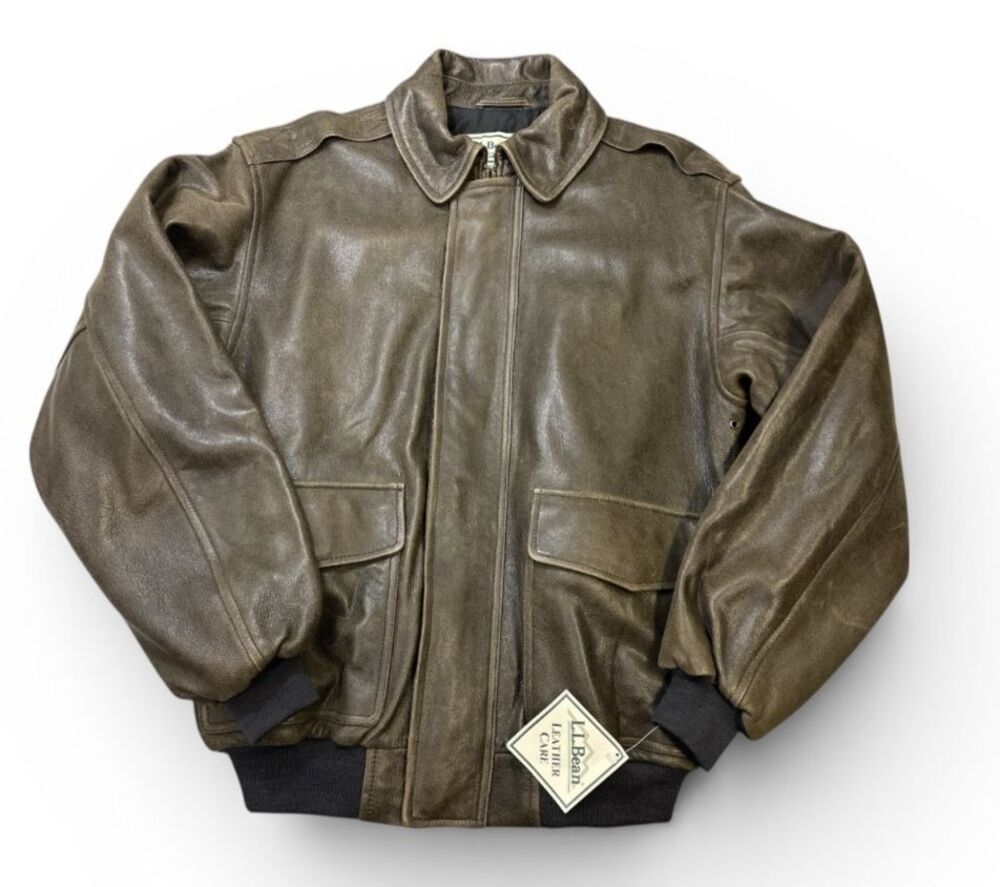 LL Bean Goatskin Leather A-2 Style Bomber Flight Vintage Jacket M - Picture 4 of 16